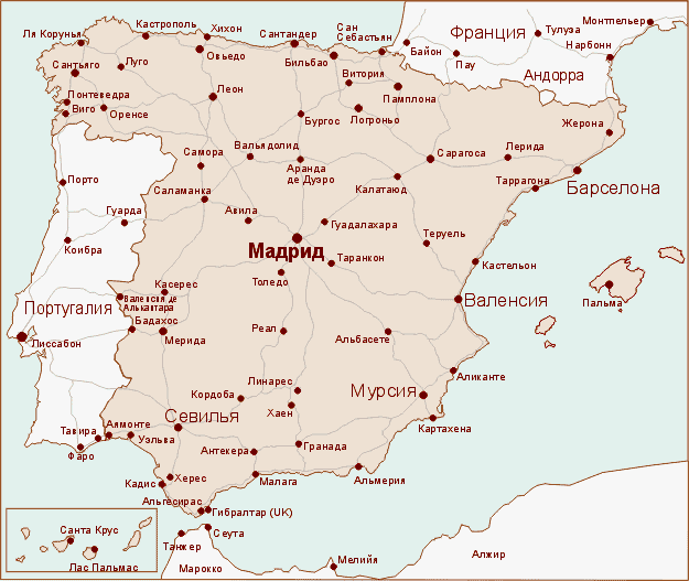 Испания, карта